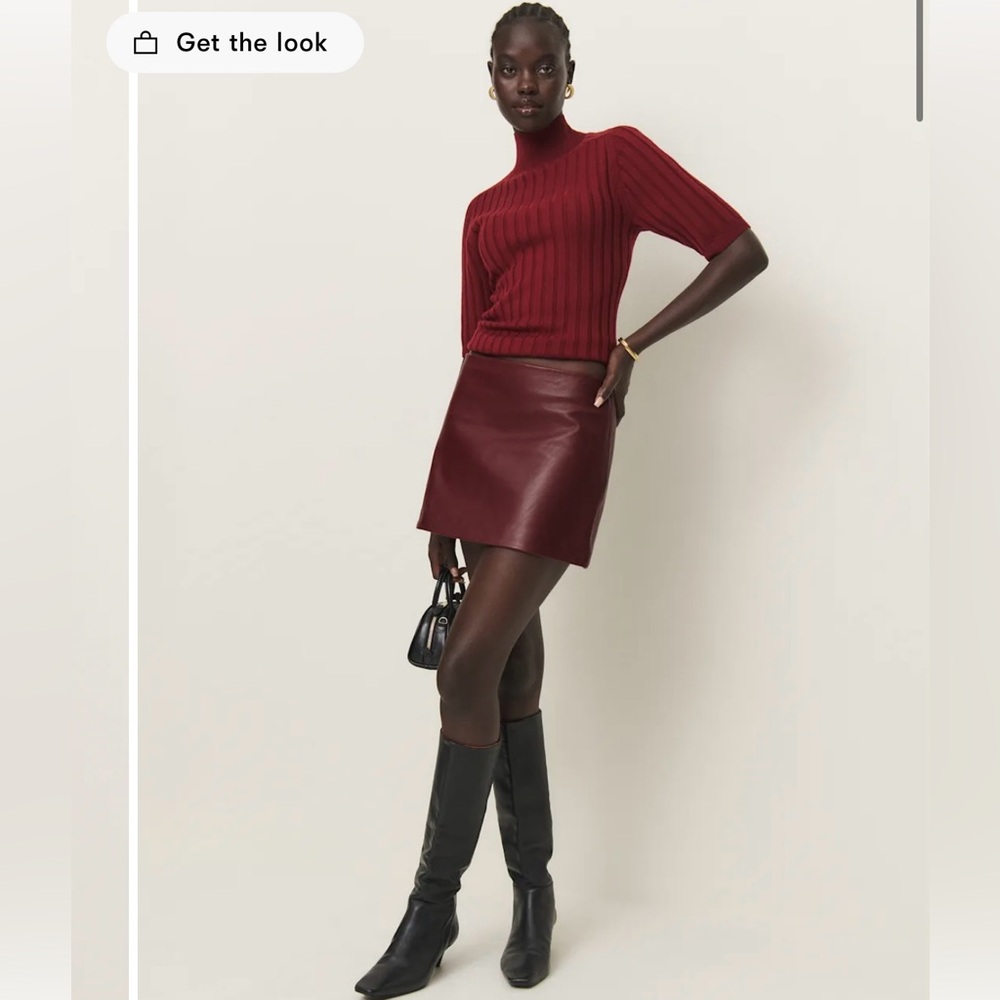 Reformation Veda Carla Low Waist Leather Skirt